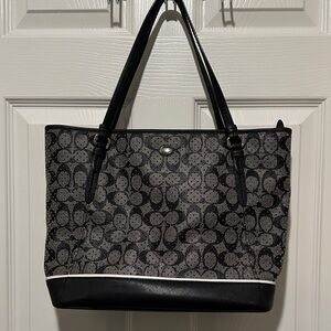Coach Black and Gray Signature Tote